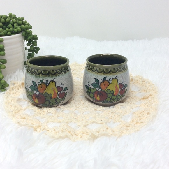 VINTAGE 70’s Glazed Pottery Mug Set - Picture 4 of 12
